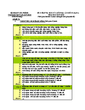 Đề kiểm tra học kỳ I môn Địa lý Lớp 12 - Ban A - Mã đề 124 - Năm học 2019-2020 - Trường THPT Lê Quý Đôn